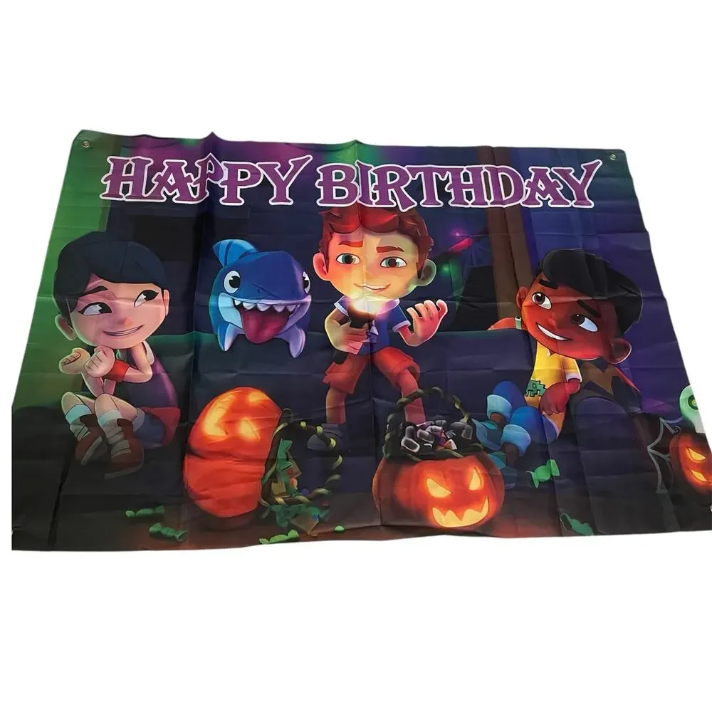 Sharkdog Happy Birthday Sign 5 x 3 Banner Party Supplies Halloween Backdrop